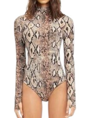 I Am Gia Snakeskin graphic Kenzie Bodysuit  100% Cotton SZ L Browns